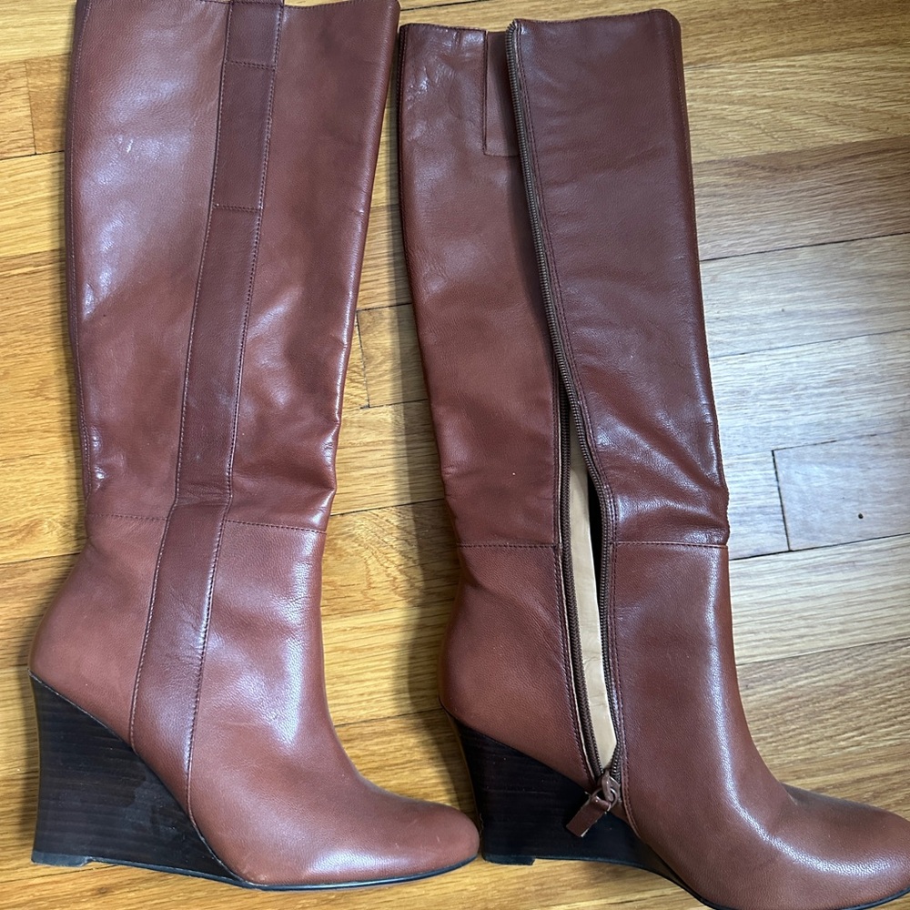 Nine West Brown Wedge Boots